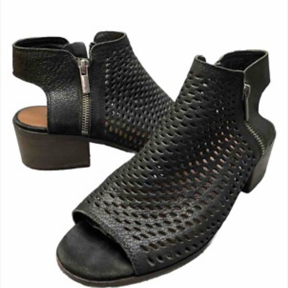 Lucky Brand Black Perforated Women's Ankle Boots